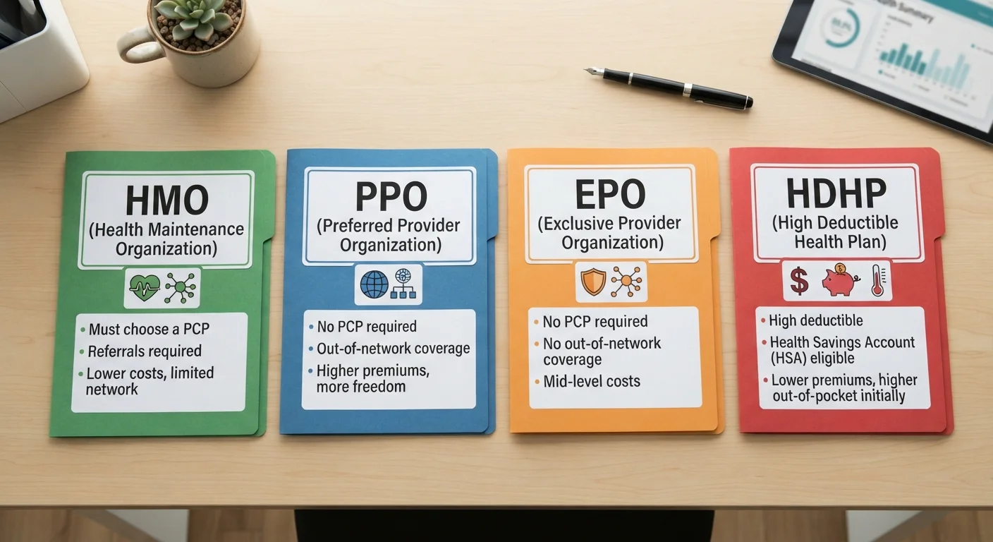 Health Insurance Coverage Types: HMO, PPO, EPO, and HDHP Side by Side